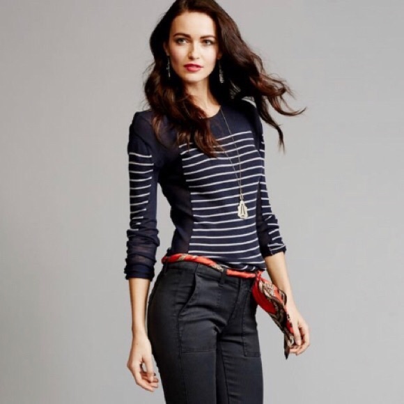 Cabi Regiment stripe sweater Navy and White